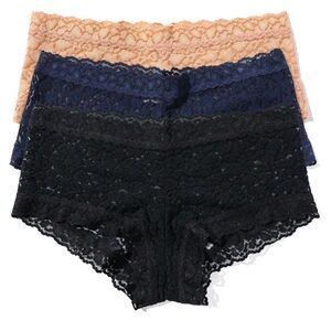 Hanky Panky Lace Panties - Black, Navy, Tan 3pk NEW